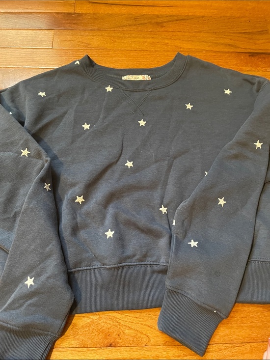 Pink Republic Sweaters - Pink Republic Navy Floral-Trim Sweatshirt